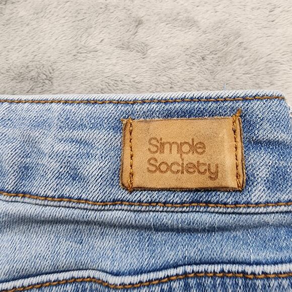 Simple Society Shorts Womens 11/30 Blue Distressed High Rise Stretch Denim Mom - Picture 4 of 13